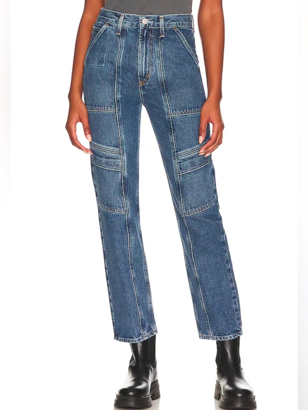 Agolde Cooper Cargo Straight High Rise Organic Cotton Jean In Regulation Sz 26